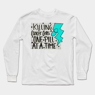 Killing Cancer - black design w/light blue Long Sleeve T-Shirt